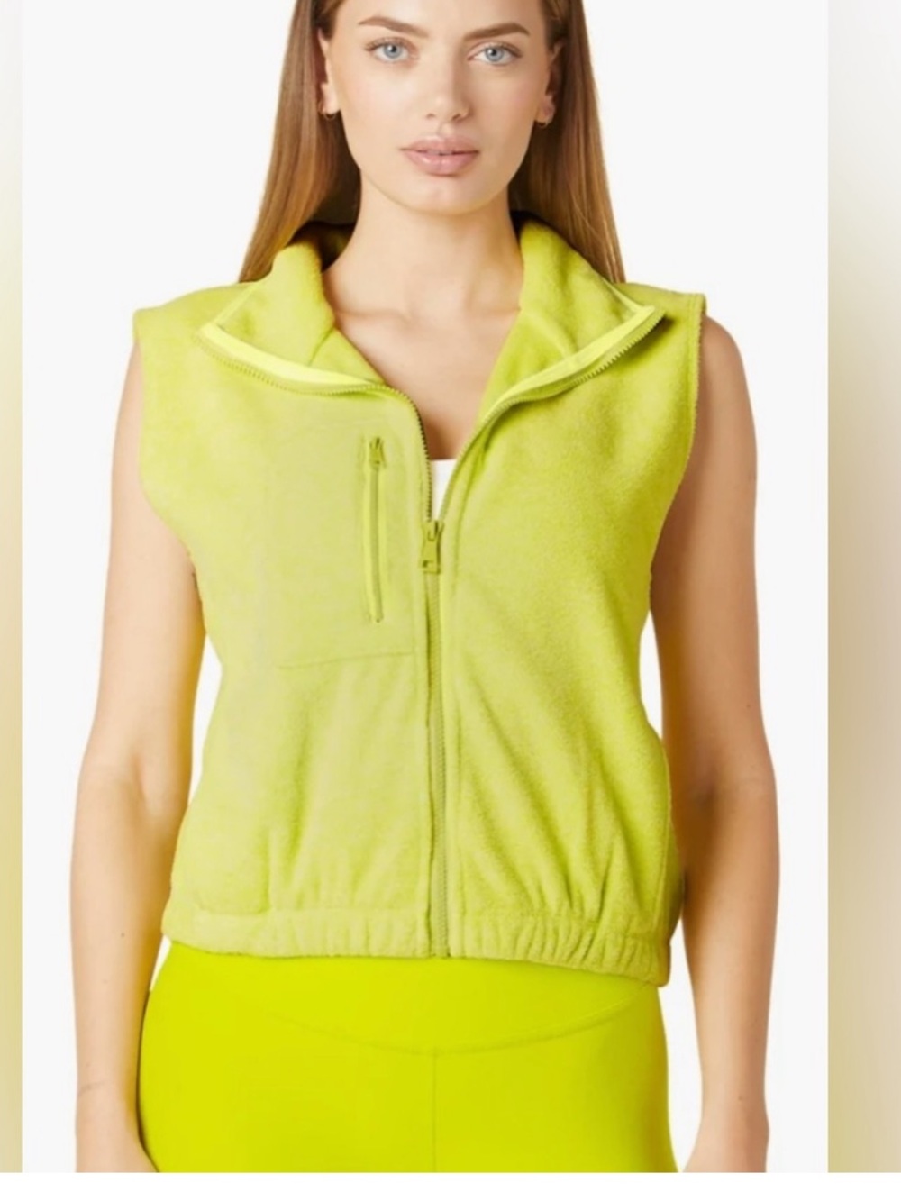 Beyond Yoga Size S Morning Walk Bright Yellow Fleece Vest